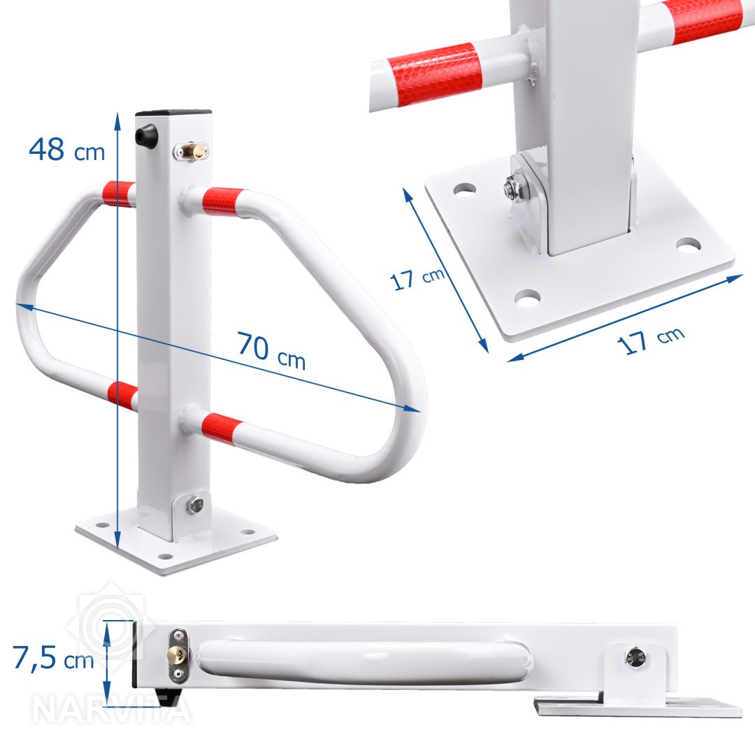 baltas plastus sulankstomas parkingo vietos užraktas