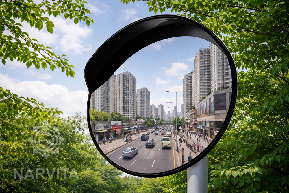 sferinis veidrodis su gaubtuvu eismui