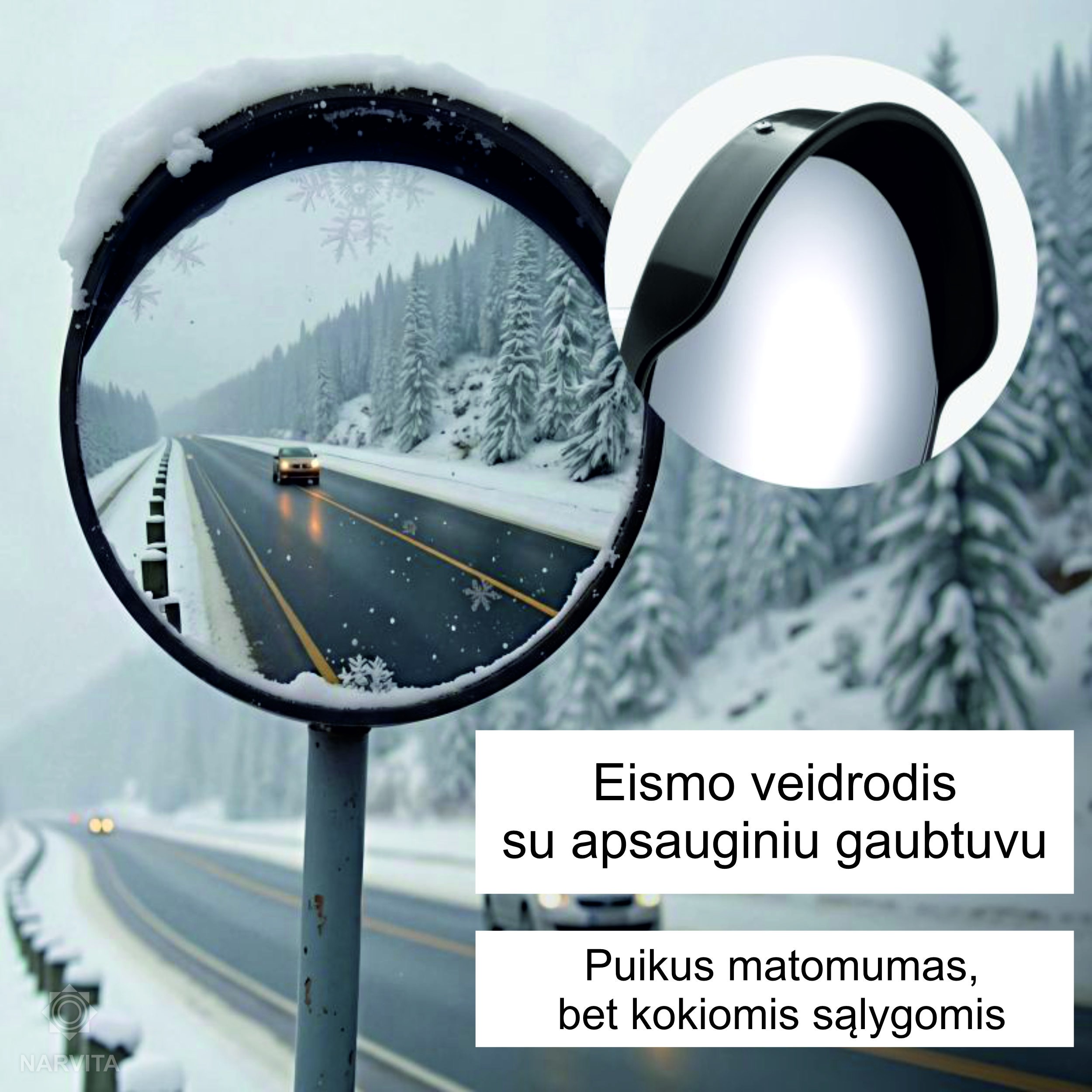 sferinis veidrodis tinkantis žiemos sąlygomis